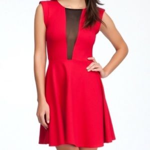 Bebe Fit & Flare Mesh Front & Back Dress